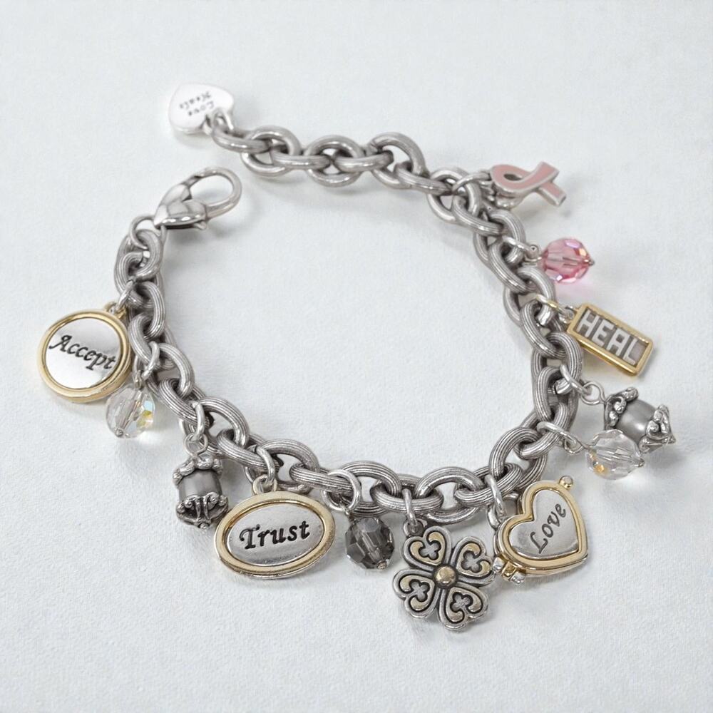 Brighton Power of Pink Charm Bracelet 2006 Retired Breast Cancer Awareness